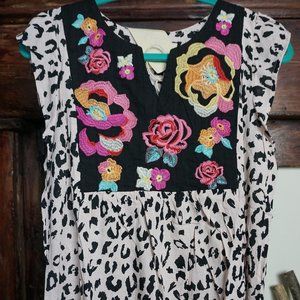 Savanna Jane Leopard Floral Embroidery Blouse